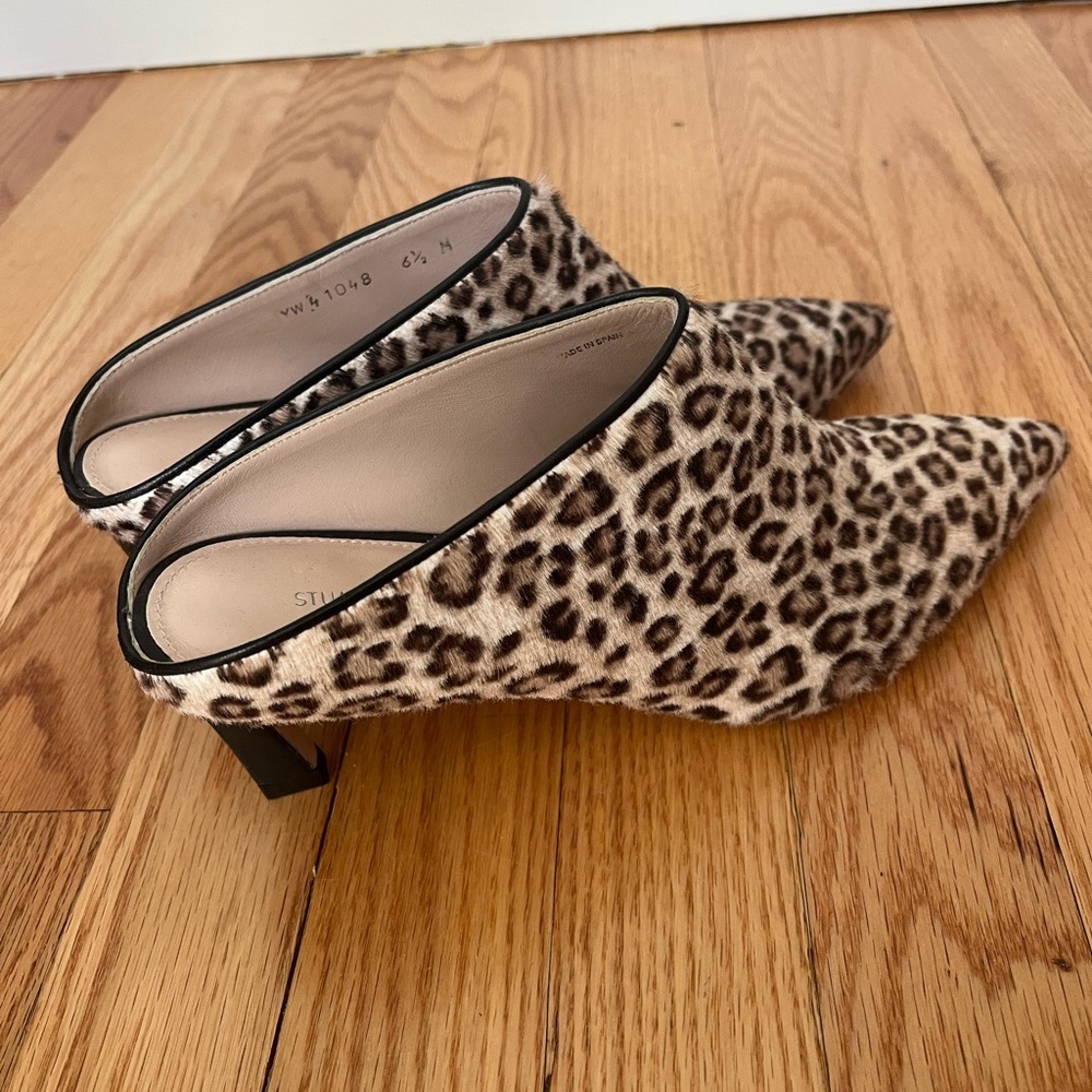 Stuart Weitzman Real Fur Cheetah Print Mira Mules - image 4
